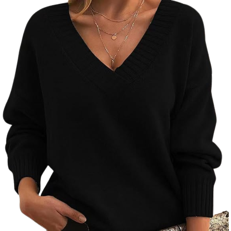 Pullover Für Damen Mit Strick & V-Ausschnitt | Lang
