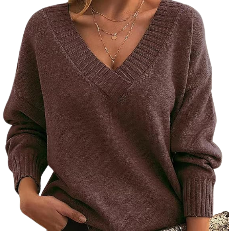 Pullover Für Damen Mit Strick & V-Ausschnitt | Lang