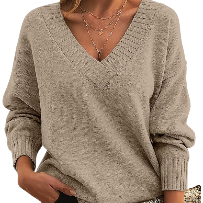 Pullover Für Damen Mit Strick & V-Ausschnitt | Lang
