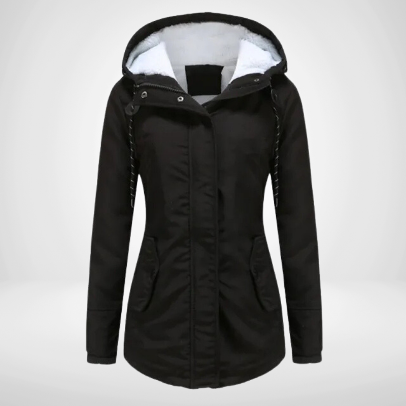 Warme Regenjacke Damen Jacke Mit Kapuze Und Taschen | Lange