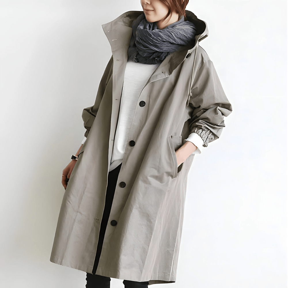 Regenjacke Damen Trenchcoat Mit Kapuze | Lang