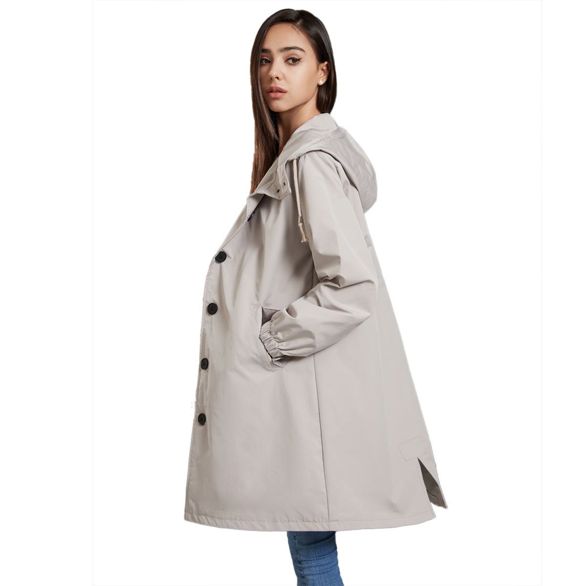 Regenjacke Damen Mantel Mit Kapuze | Lang
