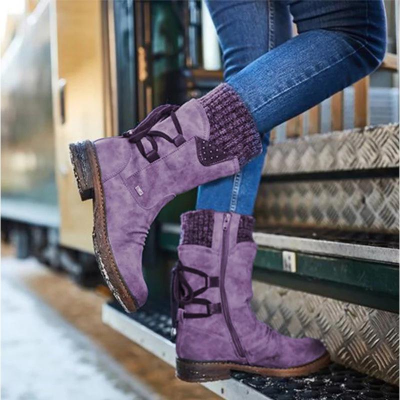 Winter Damen Schneestiefel Mit Schnürung | Hohe