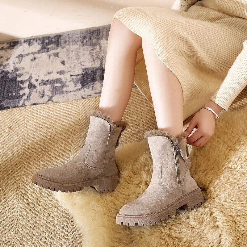 Winter Damen Schneestiefel Plateau | Fleece-Gefütterte