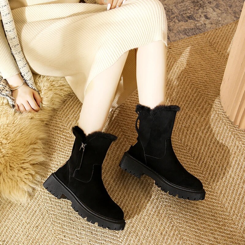 Winter Damen Schneestiefel Plateau | Fleece-Gefütterte
