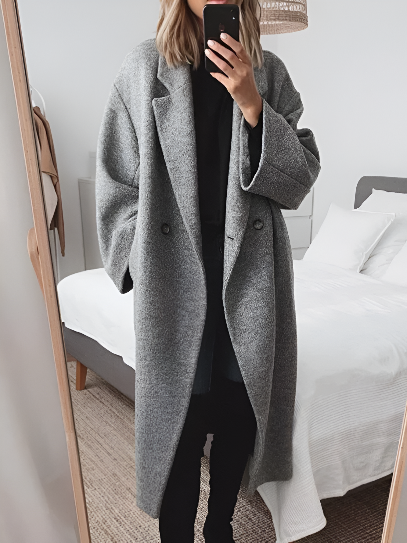 Winterjacke Damen Mantel Mit Reverskragen & Oversize Fit | Lang