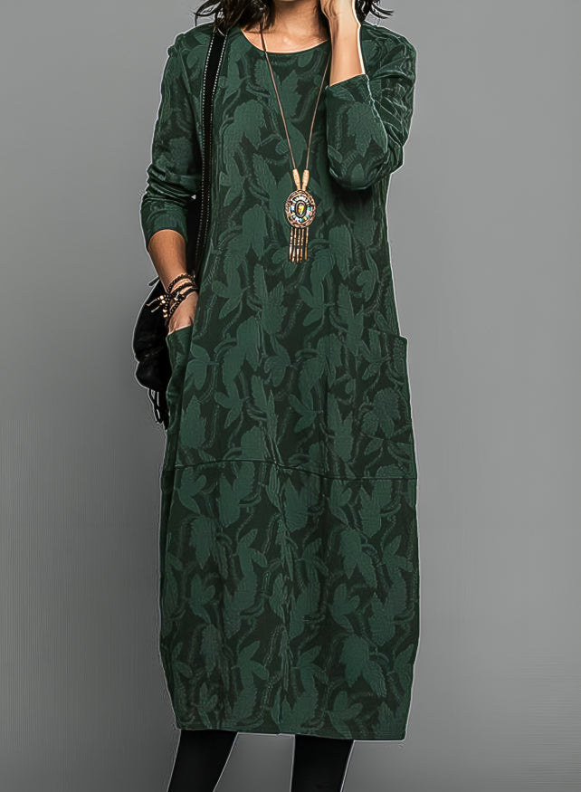 Winterkleider Damen Mit Blumenmuster Und Taschen | Midi